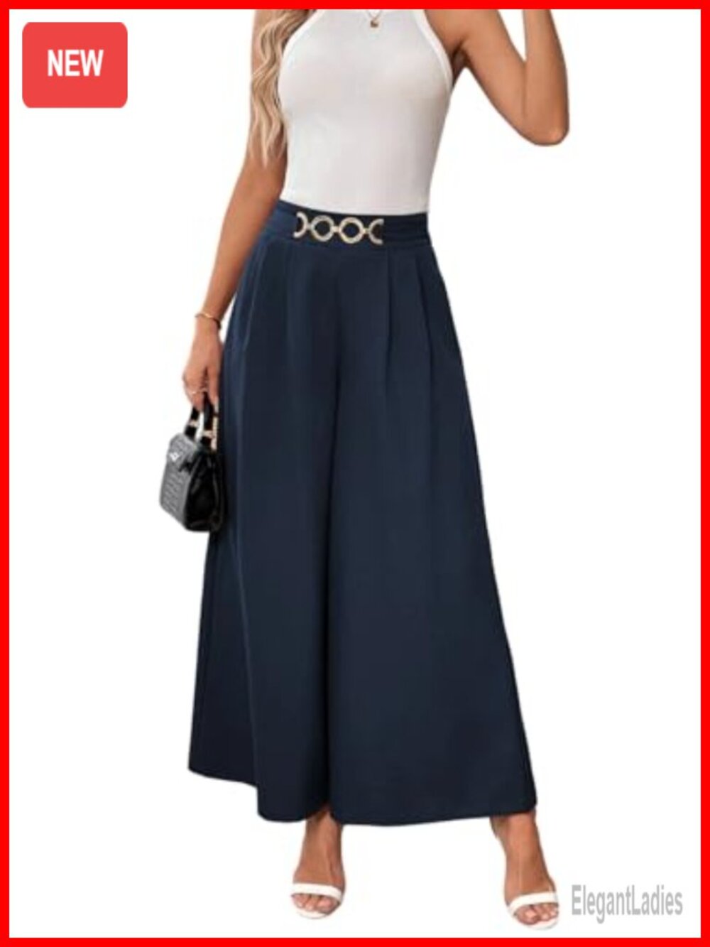 Wide Leg High Waisted Dress Pants Pleated Trousers Business Casual Palazzo